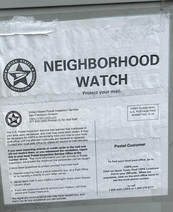 USPS mail theft notice